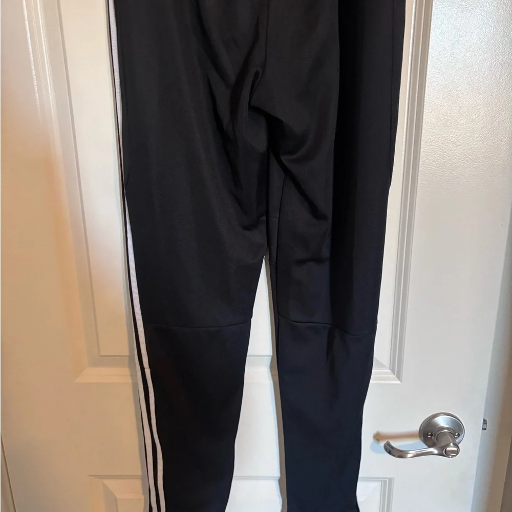 Adidas Men’s Black 3 Stripe Track Pants with zip ankle